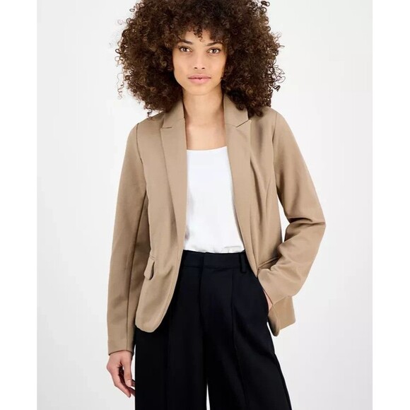Bar III Women's Petite Peak-Lapel Open-Front Formal Casual Blazer Warm Ginger PM - Picture 5 of 10